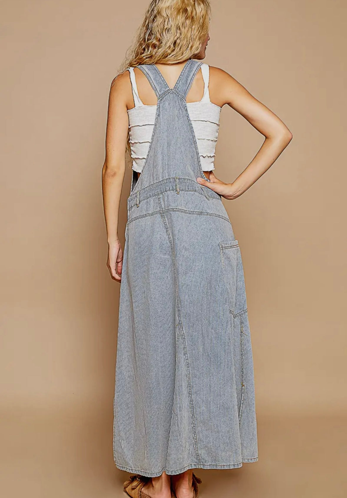 2574 STRIPED OVERALLS DRESS