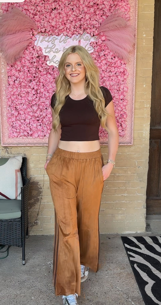 2584 FAUX SUEDE TRACK PANTS