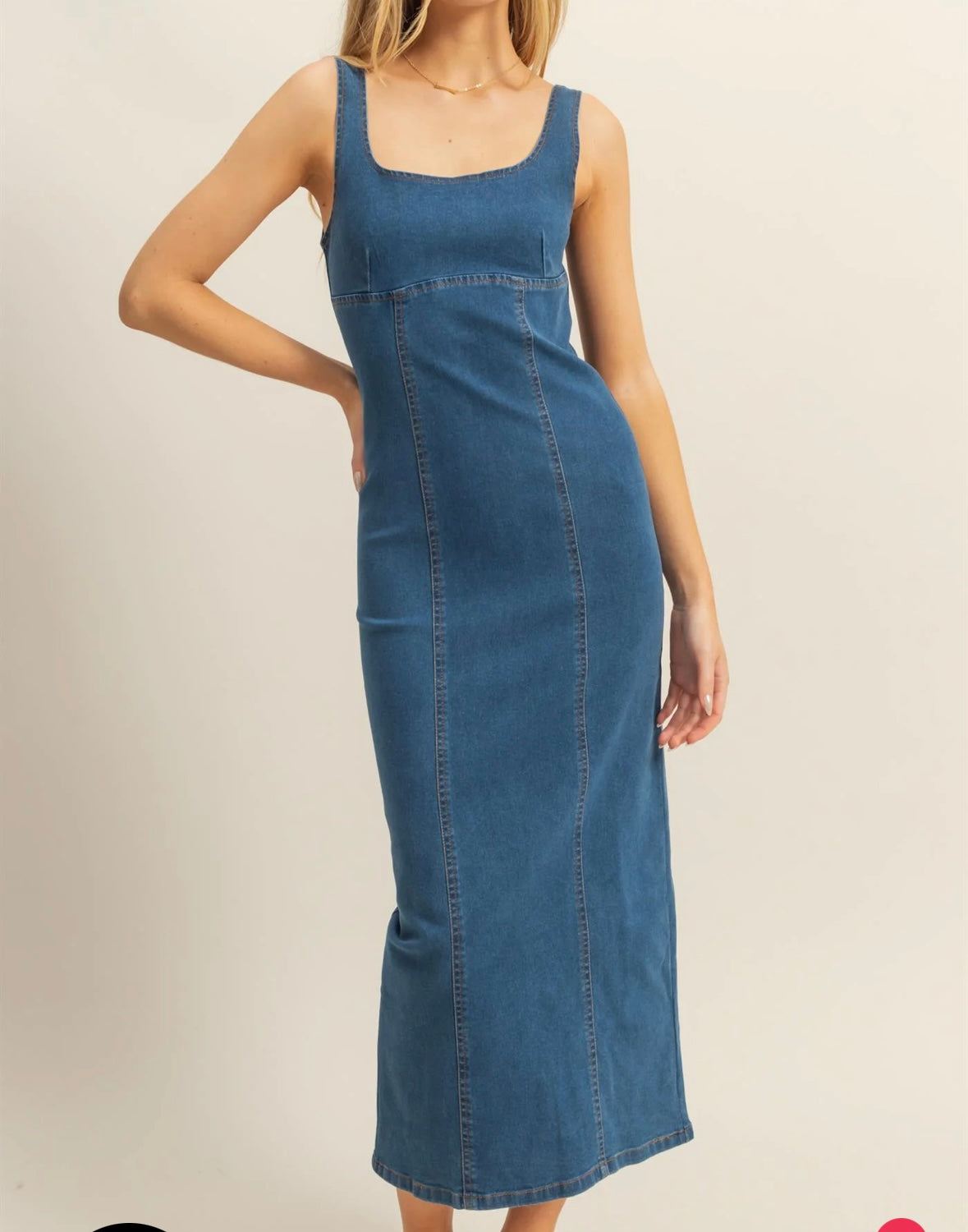 2109 DENIM BODYCON MIDI DRESS