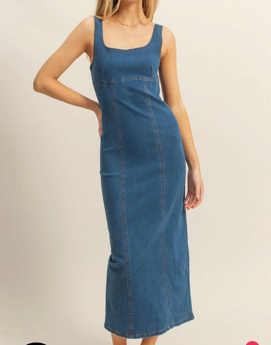 2109 DENIM BODYCON MIDI DRESS