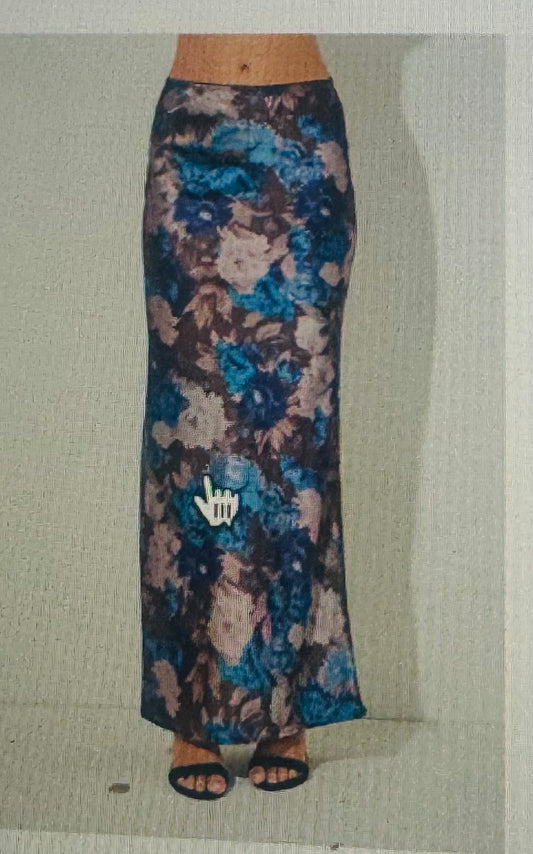 2650 FLORAL SATIN MAXI SKIRT