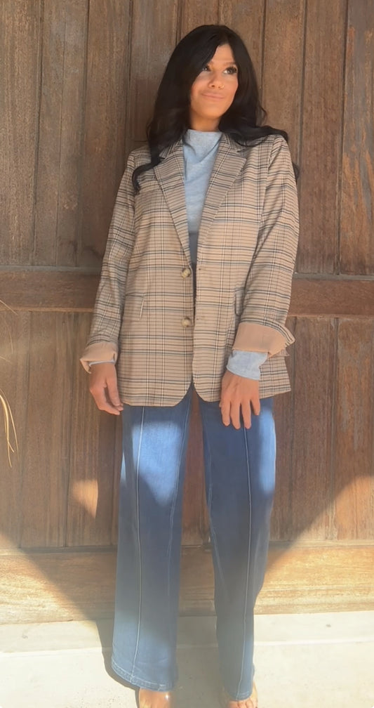 2507 OVERSIZED MULIT-CHECK BLAZER
