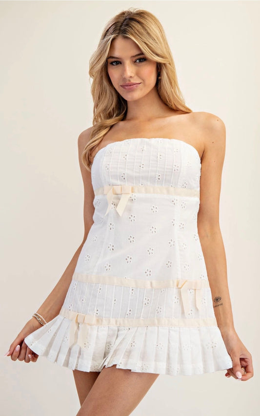 2921 PLEATED BOW MINI DRESS