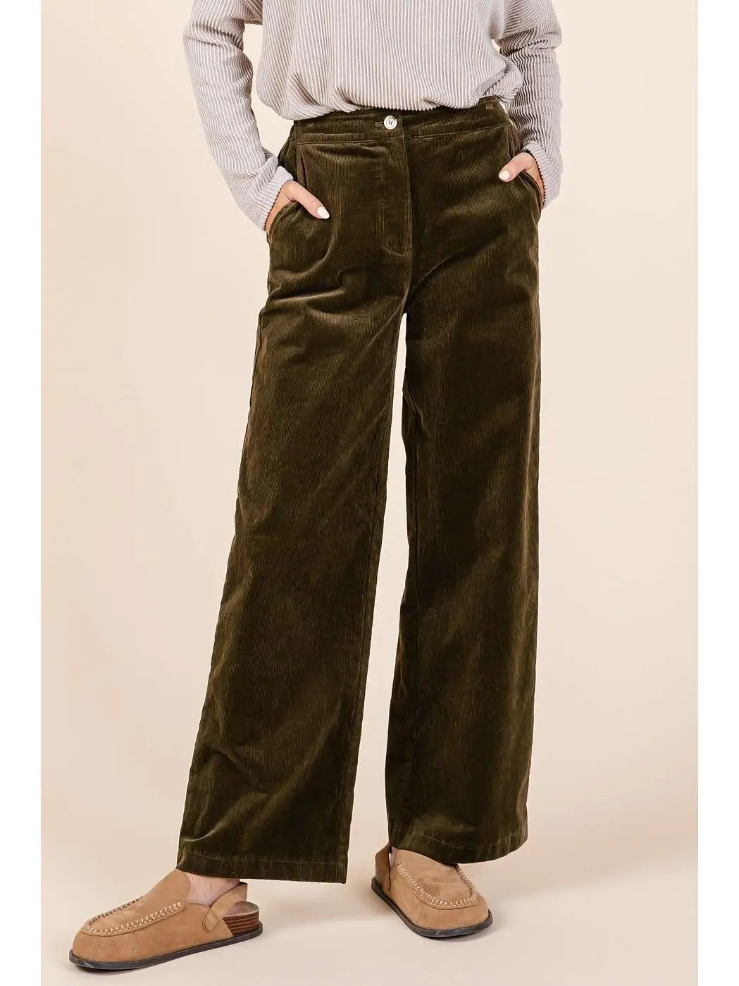 3317 CORDUROY SEMI WIDE LEG PANTS