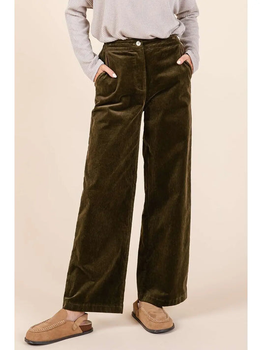 3317 CORDUROY SEMI WIDE LEG PANTS