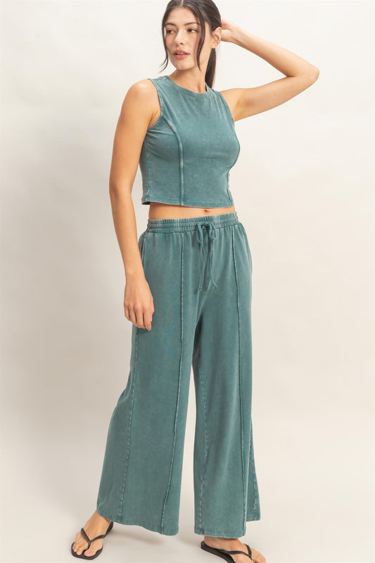 3099 MINERAL WASH TOP AND PANT SET