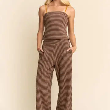 3175 STRIPED KNIT CAMI TOP AND WIDE LEG PANT SET