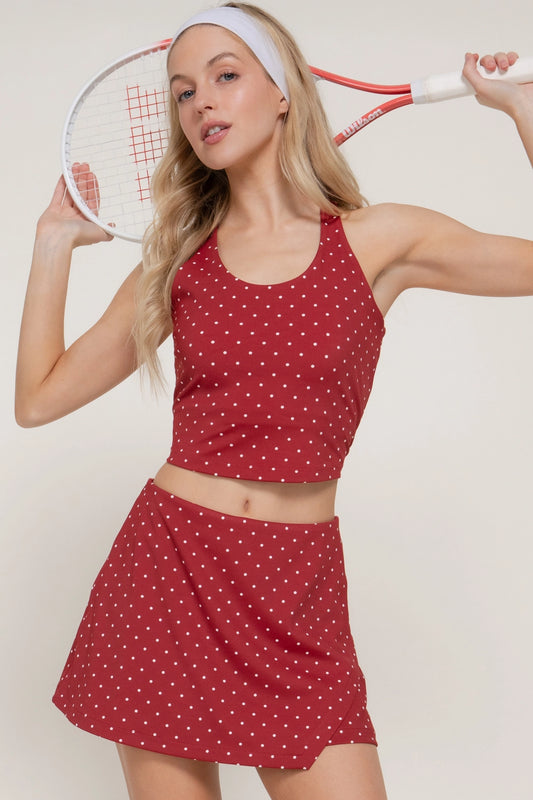 2987 POLKA DOT ACTIVEWEAR TOP AND SKORT SET