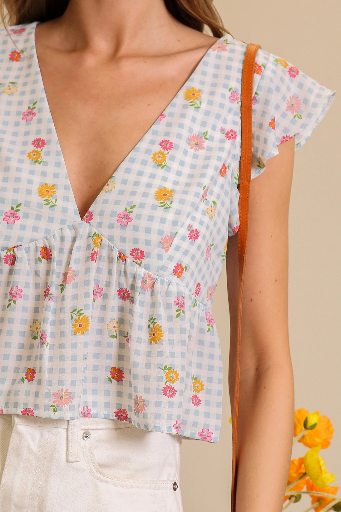 2944 GINGHAM FLORAL TOP