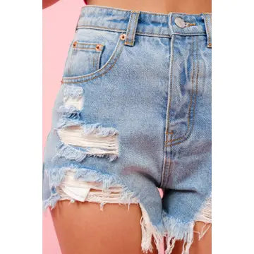 3164 DESTROYED DENIM SHORTS