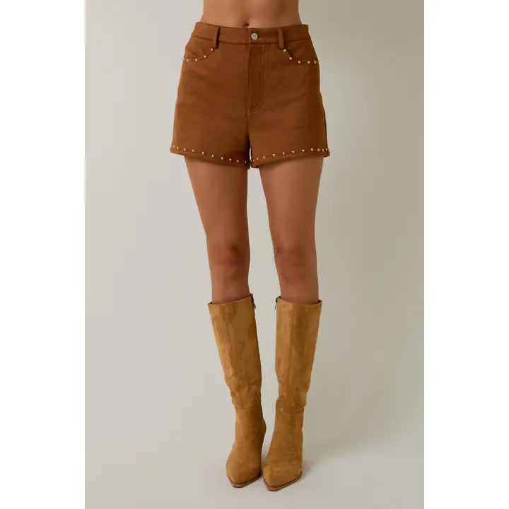 3355 SUEDE STUDDED SHORTS