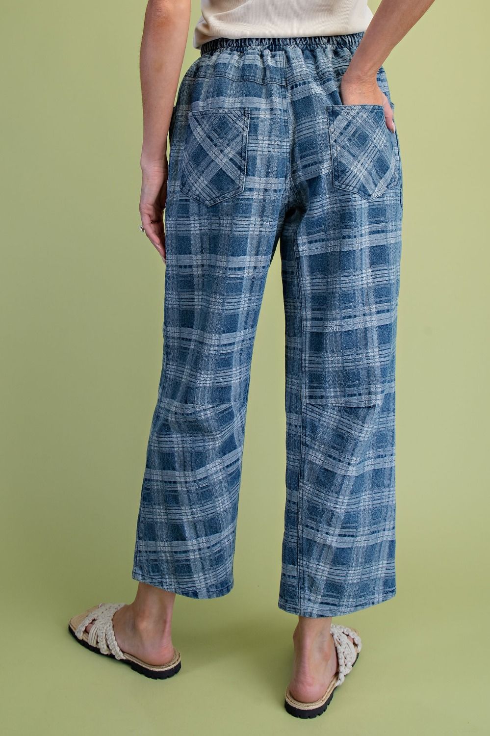 3167 PLAID DENIM PANTS