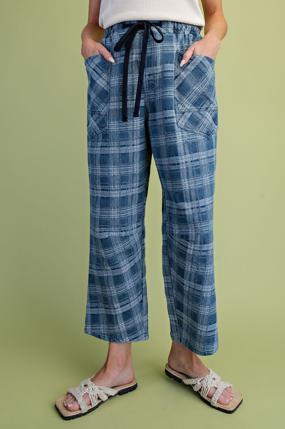 3167 PLAID DENIM PANTS
